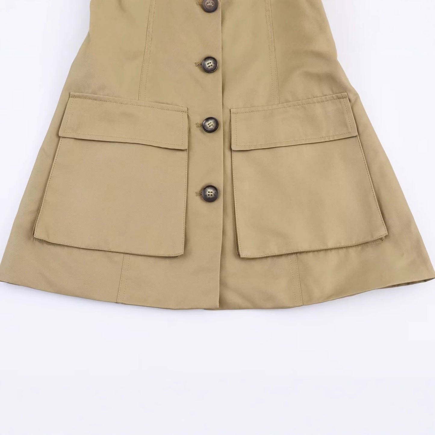 Women's Fashion Casual Design Sense Stand-up Collar Cinched Strap Coats