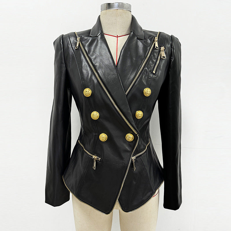 Fashion Zipper Side Decoration Double Breasted Suits