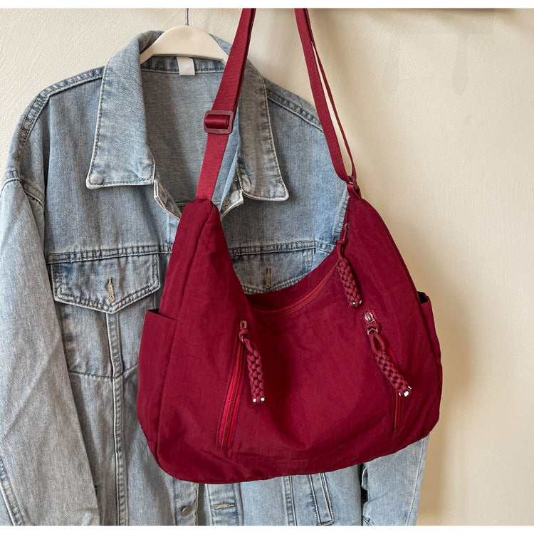 Dumpling Large Capacity Washed Cloth Female Crossbody Bags