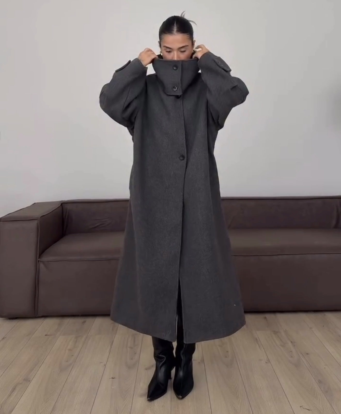 Women's Fashion Casual Stand Collar Lengthened Loose Coats