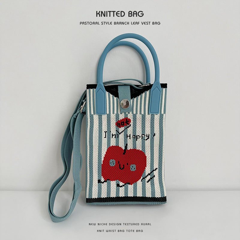 New Stylish Cartoon Knitted Adjustable One Handbags