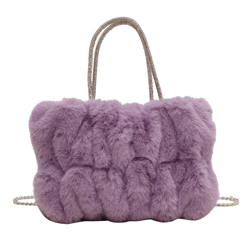 Women's Niche Plush Popular Chain Portable Fur Crossbody Bags