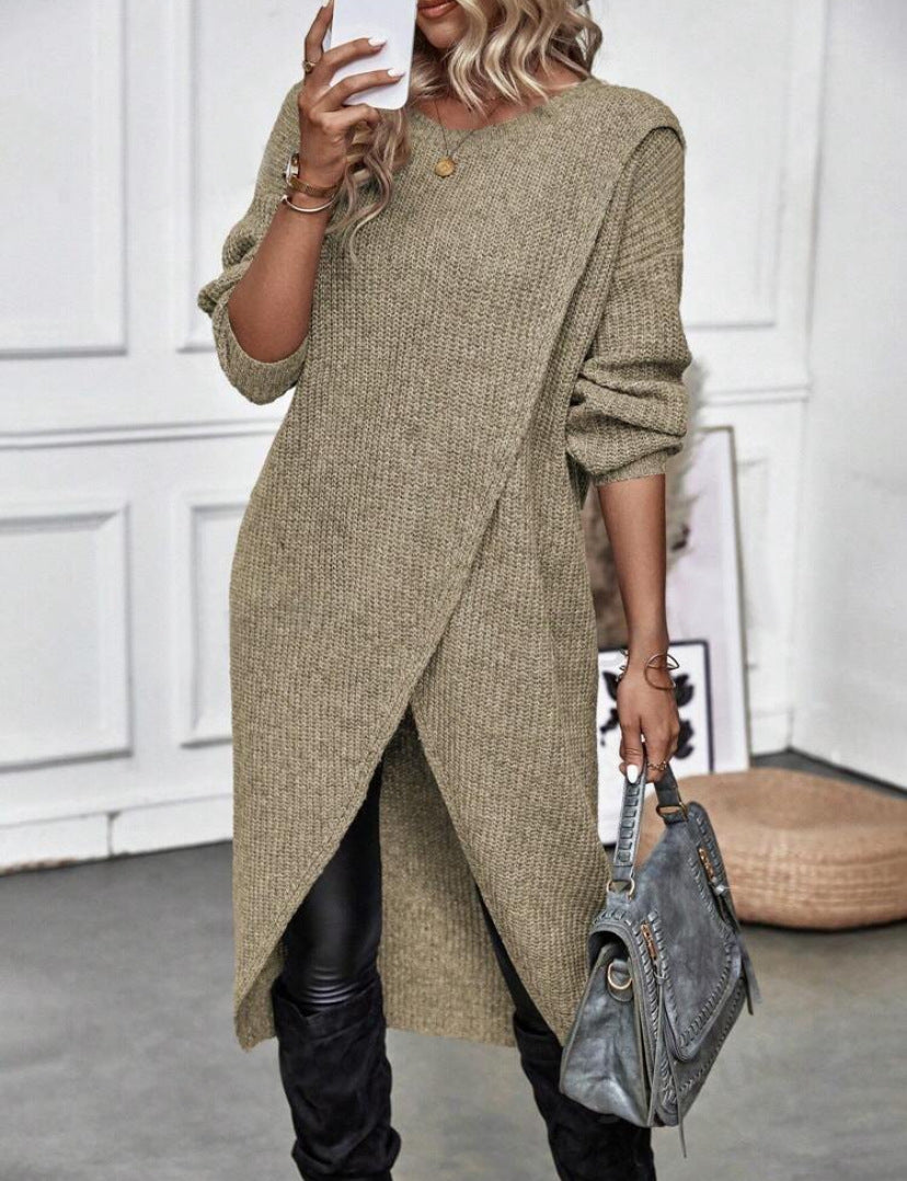 Women's Autumn Clothes Knitted Long Loose Dress Knitwear