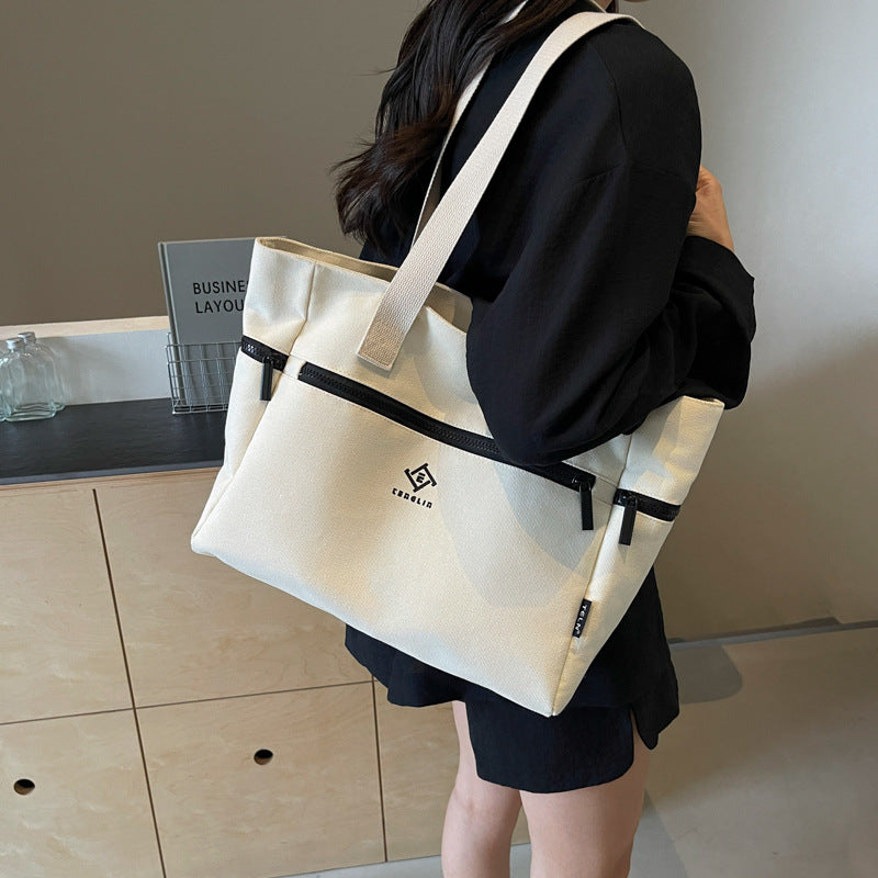 Women's Canvas Preppy Style Large Capacity College Shoulder Bags