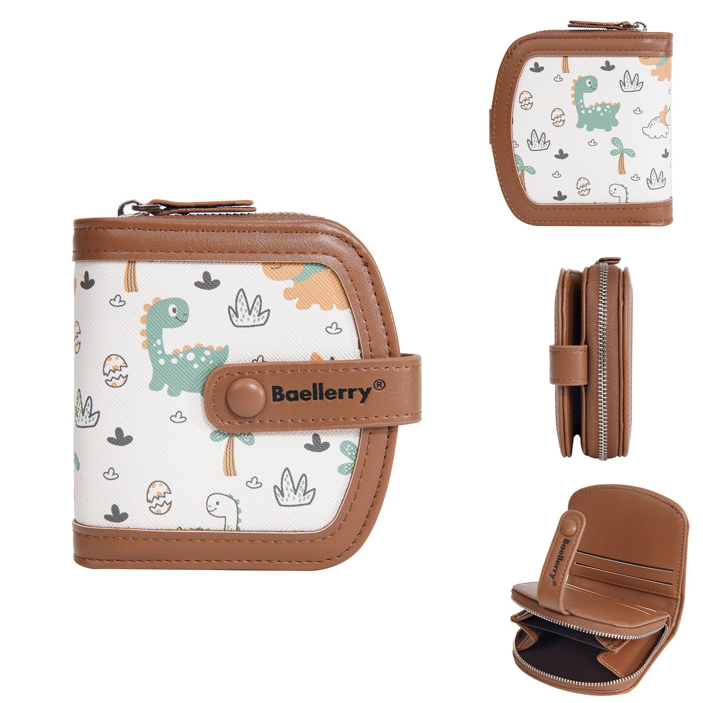 Women's Short Cute Cartoon Dinosaur Multiple Slots Ladies Wallets