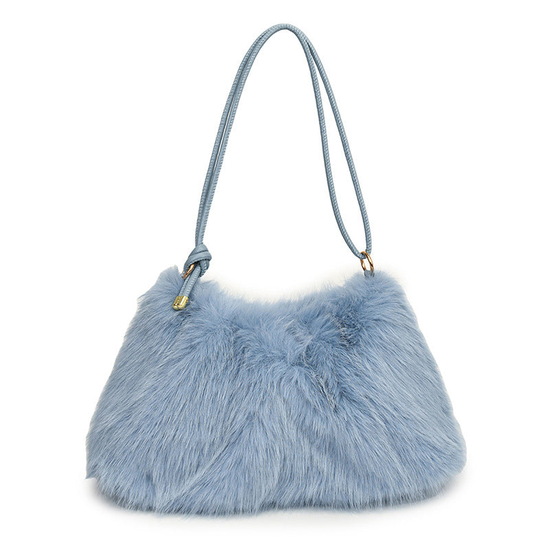 Women's Rabbit Fur Fashionable Underarm Portable Classic Shoulder Bags
