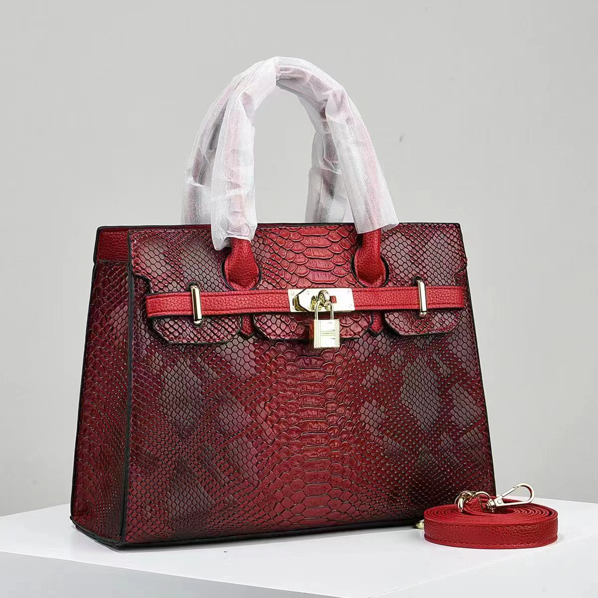 Women's Fashion Large Capacity Bright Leather Stone Shoulder Bags
