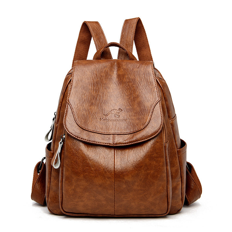 Women's Korean Fashionable Soft Leather Pattern Colorful Backpacks