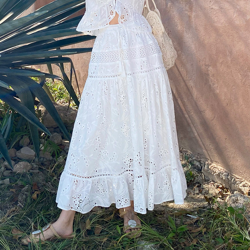 Women's Summer French Vacation Style Embroidered Suits