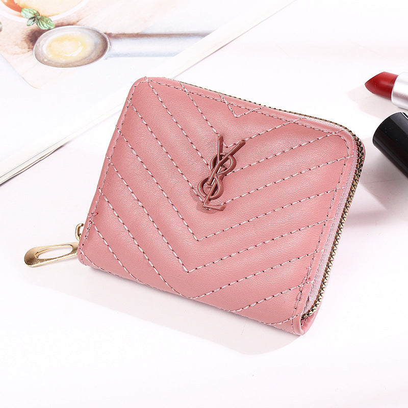Women's Short Solid Color Summer Button Zipper Coin Purses