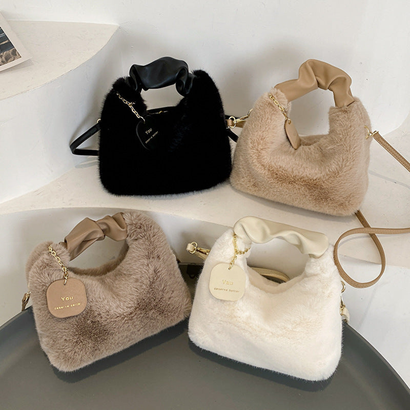 Winter Fur Fashionable High-grade Plush Versatile Crossbody Bags