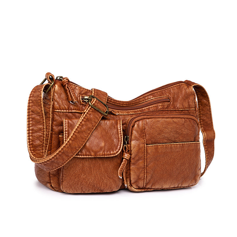 Women's Soft Leather Solid Color Urban Simple Shoulder Bags
