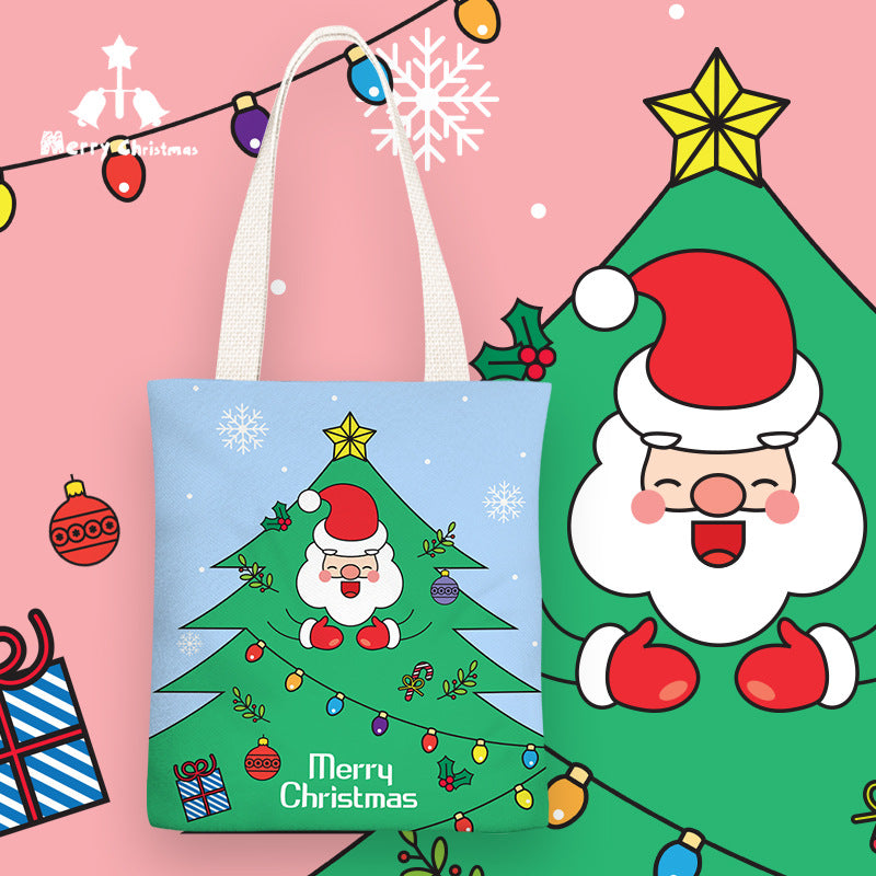 Little Christmas Fresh Canvas Female Simple Shoulder Bags