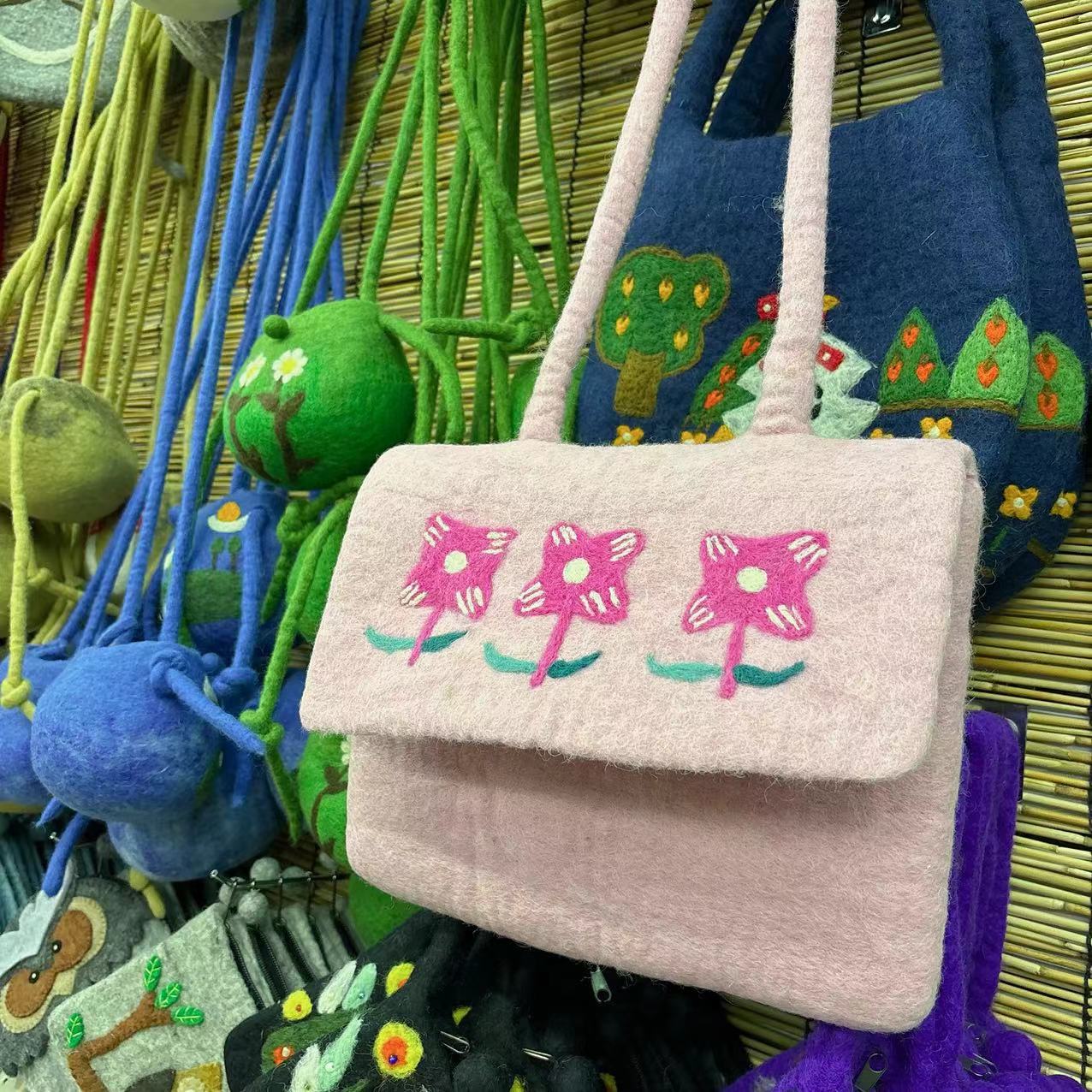 Wool Felt Cute Bunny Flower Flip Ladies Wallets