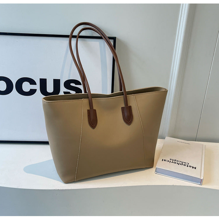 Women's Large Capacity Portable Underarm Fashion Simple Solid Color Big Shoulder Bags