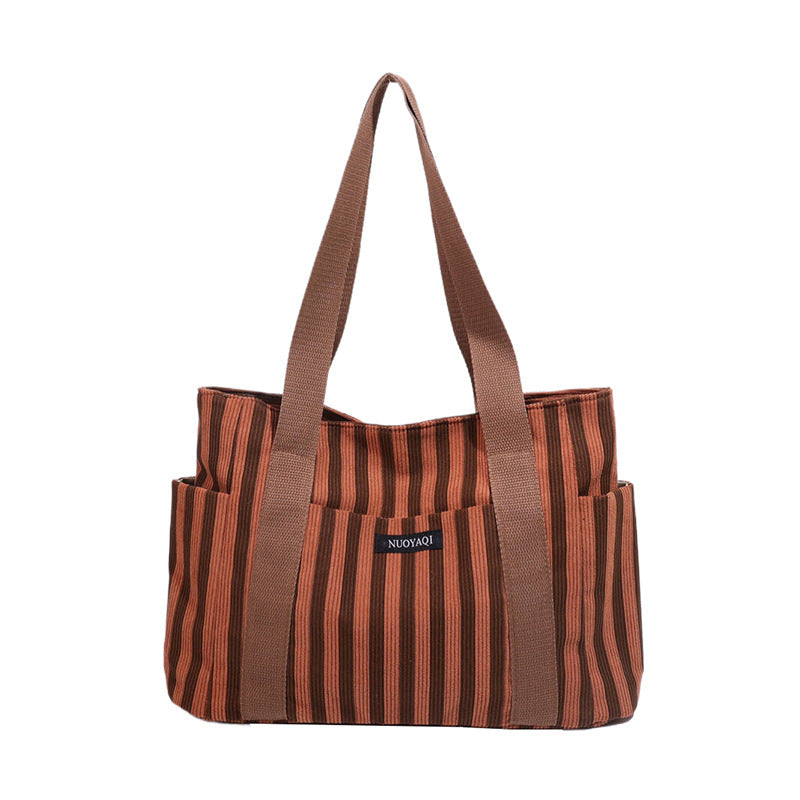 Women's Commuter Large Capacity Striped Temperament Fashion Shoulder Bags