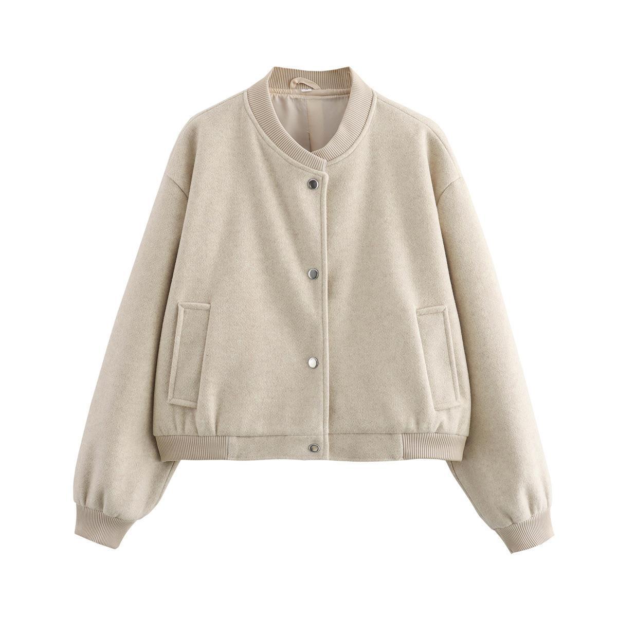 Women's Street Fashion Soft Woolen Carbon Black Coats