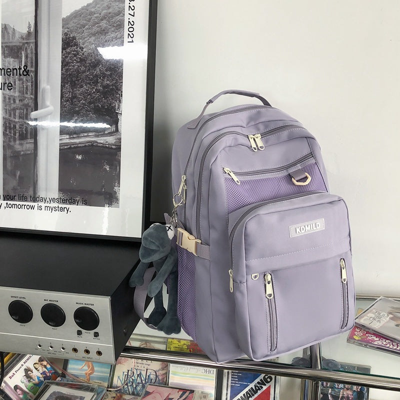 Double Zipper Korean Style Nylon Female Backpacks