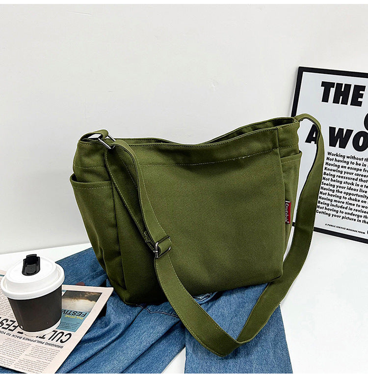 Women's Korean Style Canvas Large Simple Fashion Shoulder Bags
