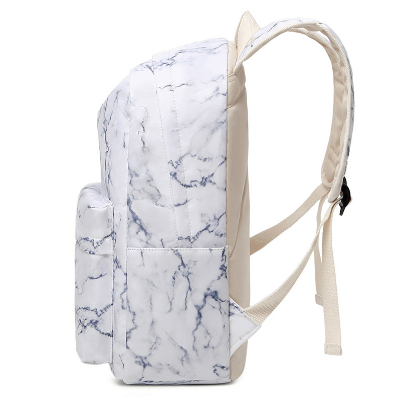 Women's Marbling Three-piece Large Capacity Waterproof For Backpacks