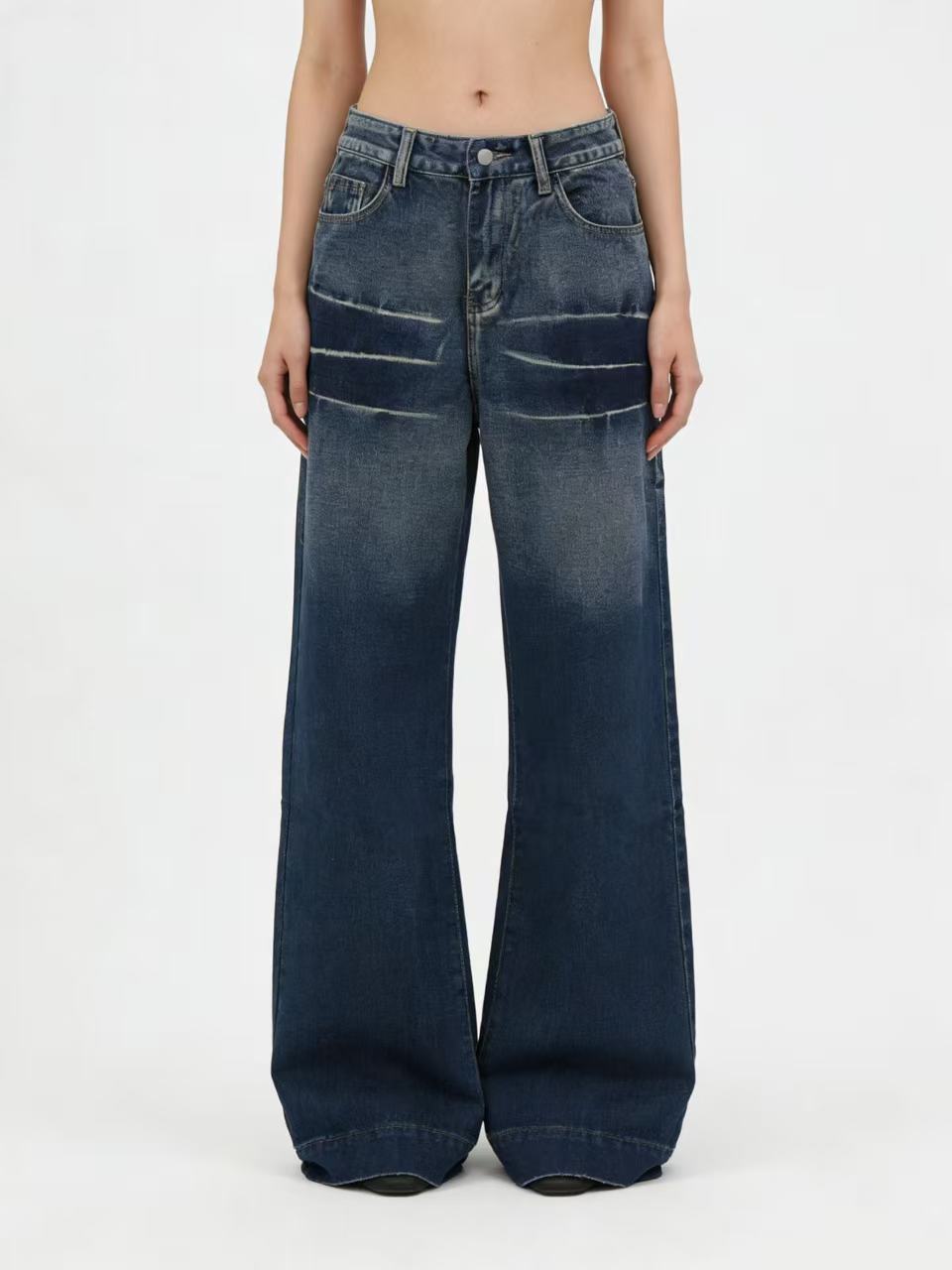 Women's Washed Gradient American Street Retro Loose Casual Jeans