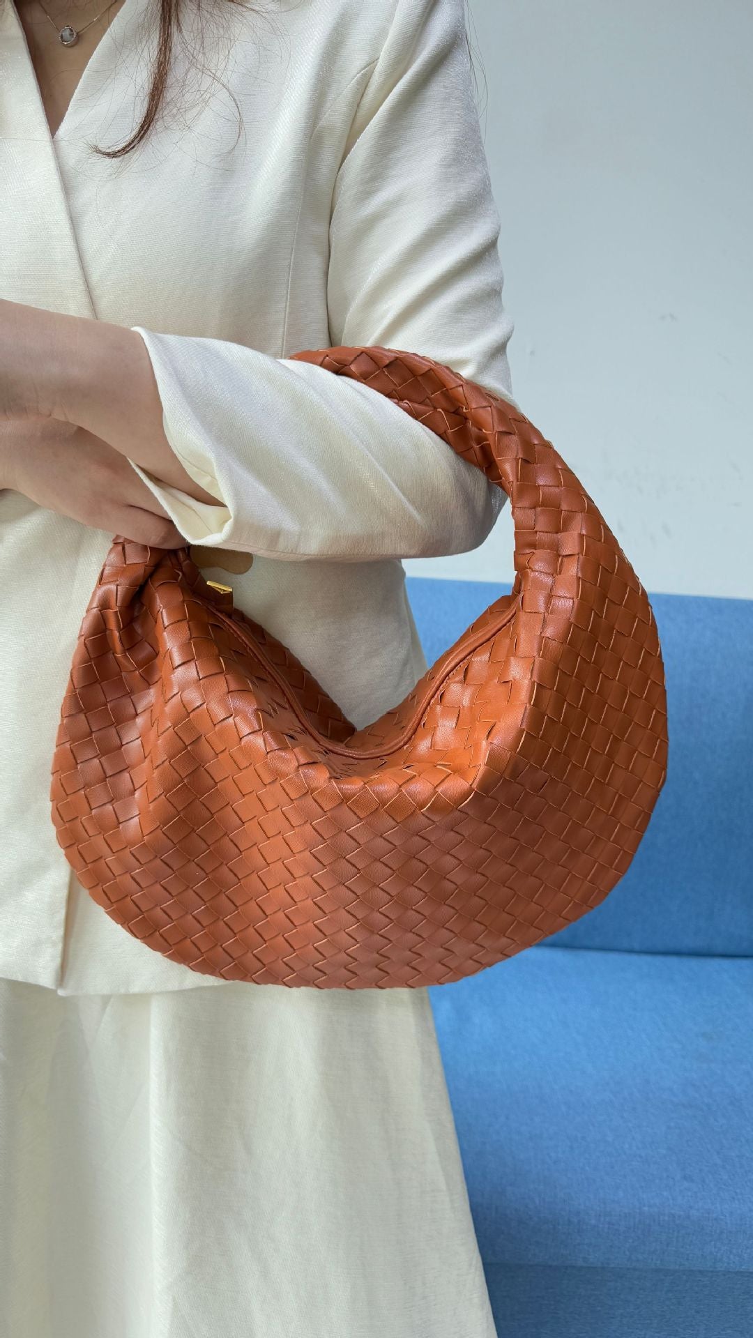 Women's Denim Woven Fashion Portable Horn Bags