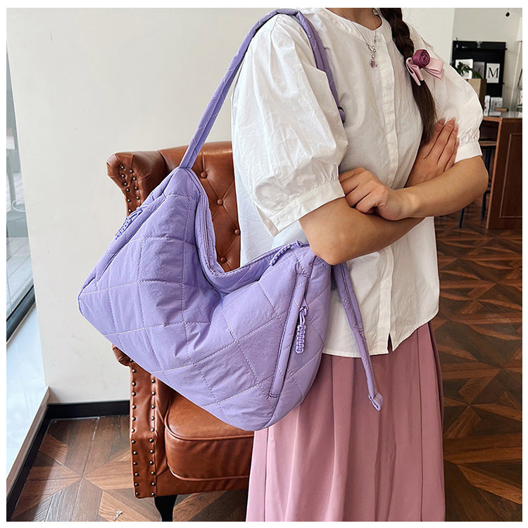 Women's Nylon Down Korean Rhombus Lightweight Large Bags