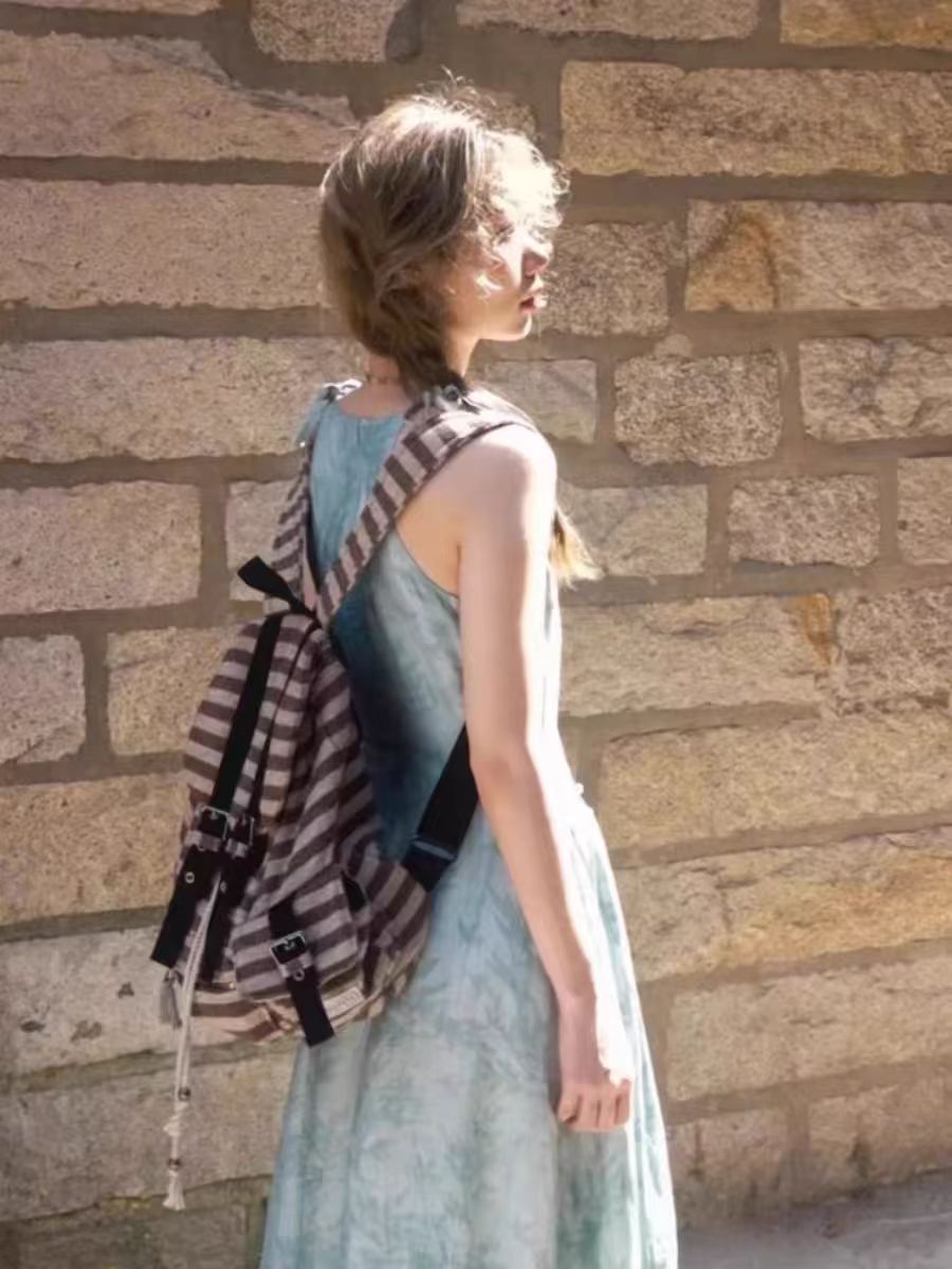 Beautiful Vintage Stripe Plaid Large Capacity Backpacks
