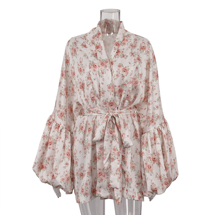 Women's Casual Dress Puff Sleeve High-grade Satin Skirts