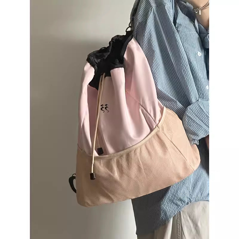 Women's Three-dimensional Offset Print Gray Nylon Lightweight Large Capacity Backpacks