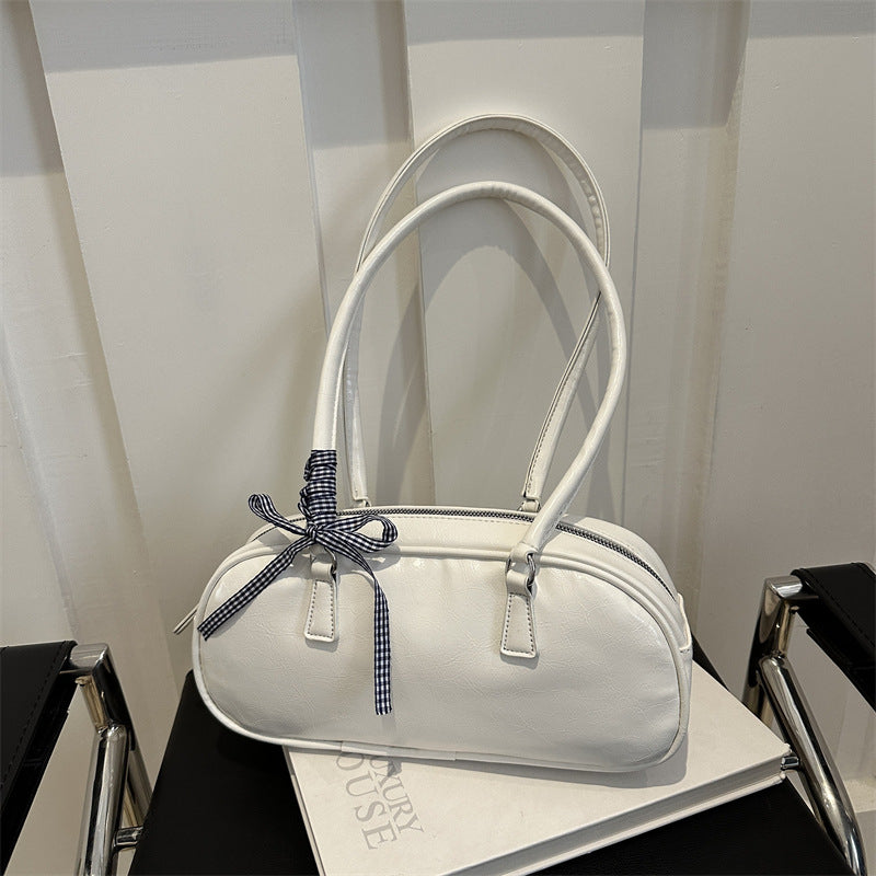 Fashionable Simple Solid Color Ribbon Spring Versatile Underarm Armpit Bags