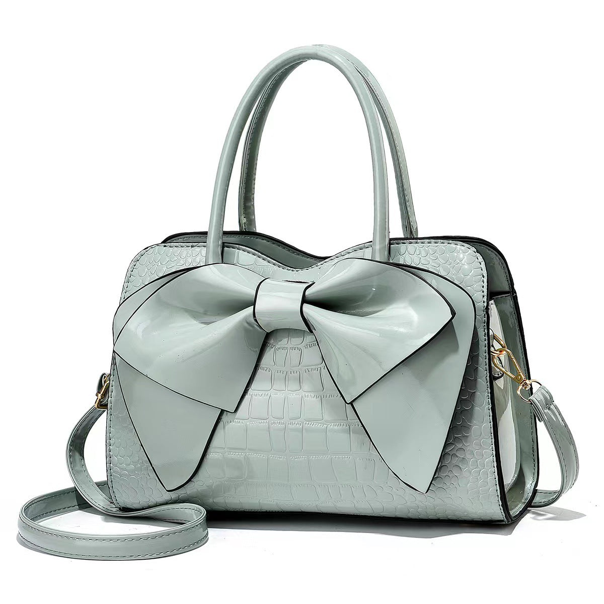Women's Autumn Summer Fashion Crocodile Pattern Bow Crossbody Bags