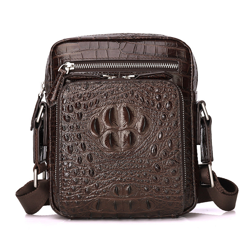 Men's Crocodile Pattern Leather First Layer Cowhide Men's Shoulder Bags
