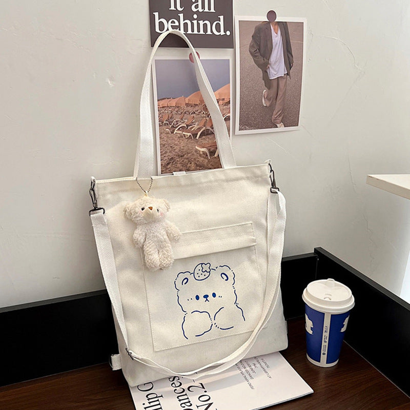 Women's Printed Hand Carrying Cartoon Canvas Simple Crossbody Bags