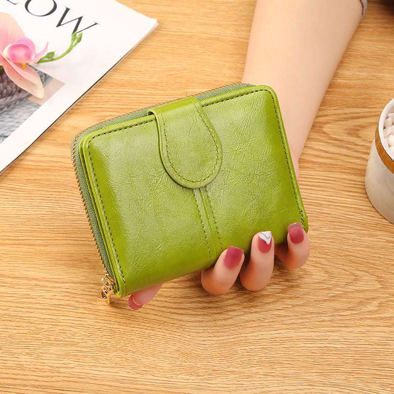 Women's Short Cute Refreshing Zipper Soft Leather Ladies Wallets