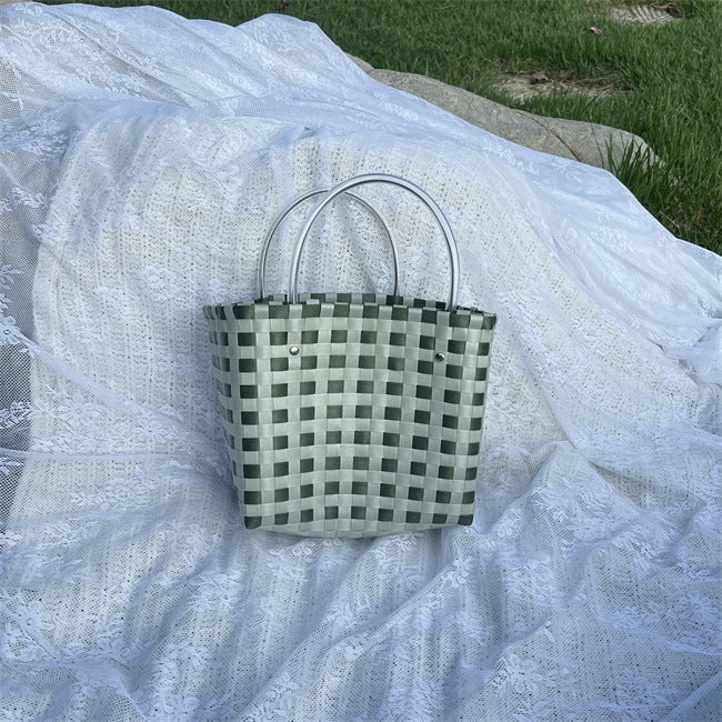 Women's Woven Large Capacity Straw Portable Vegetable Handbags