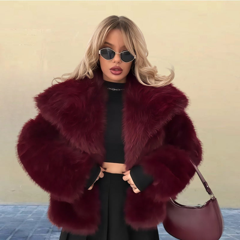 Women's Lapel Long Sleeve Furry Spring Pure Coats