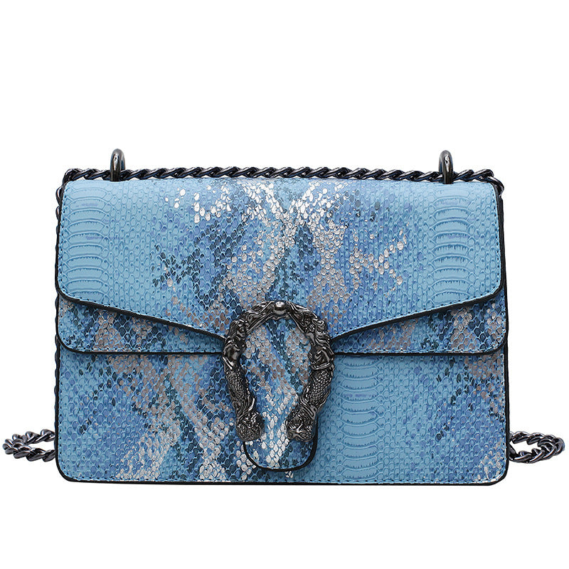 Women's Snakeskin Pattern Wine God Chain Double Bags