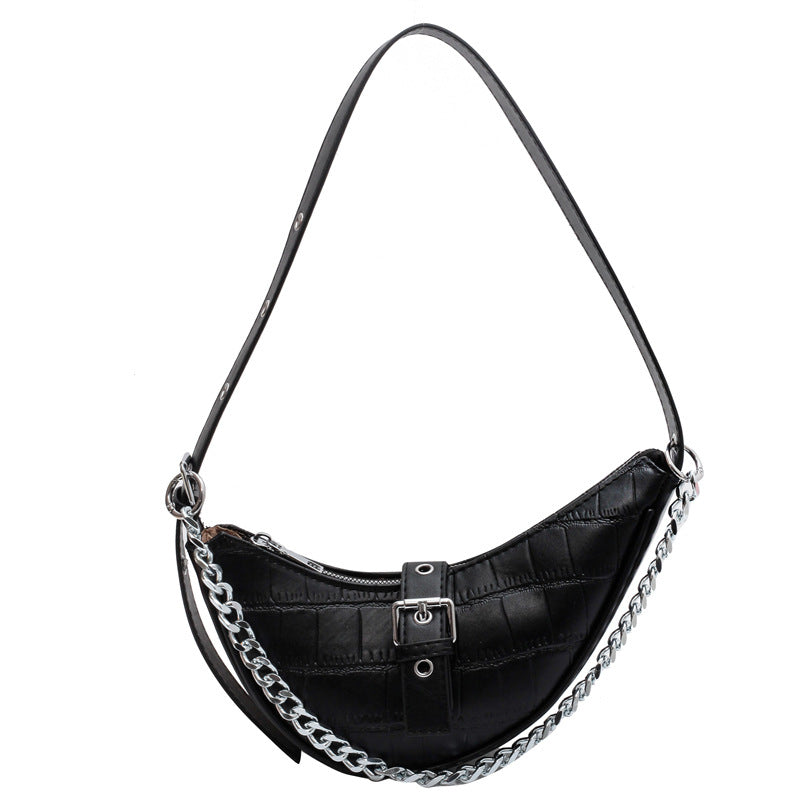 Women's Chain Crescent Western Style Underarm Plaid Crossbody Bags