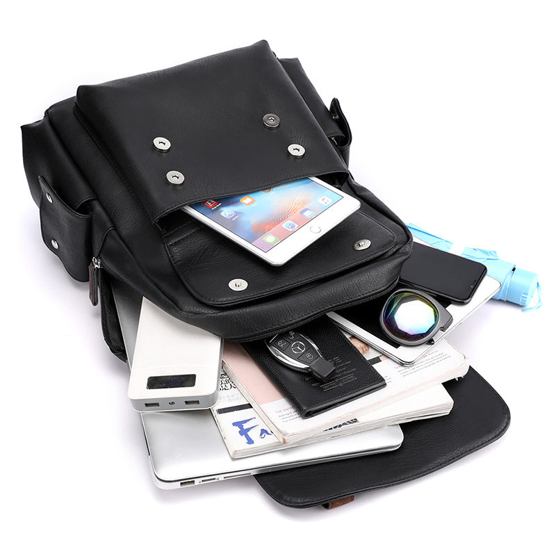 Men's Large Capacity Retro Multifunctional Computer Soft Backpacks