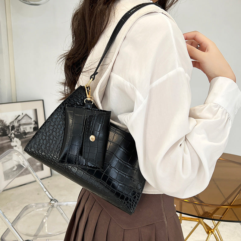 Women's Fashion Stone Pattern Underarm Simple Mobile Armpit Bags