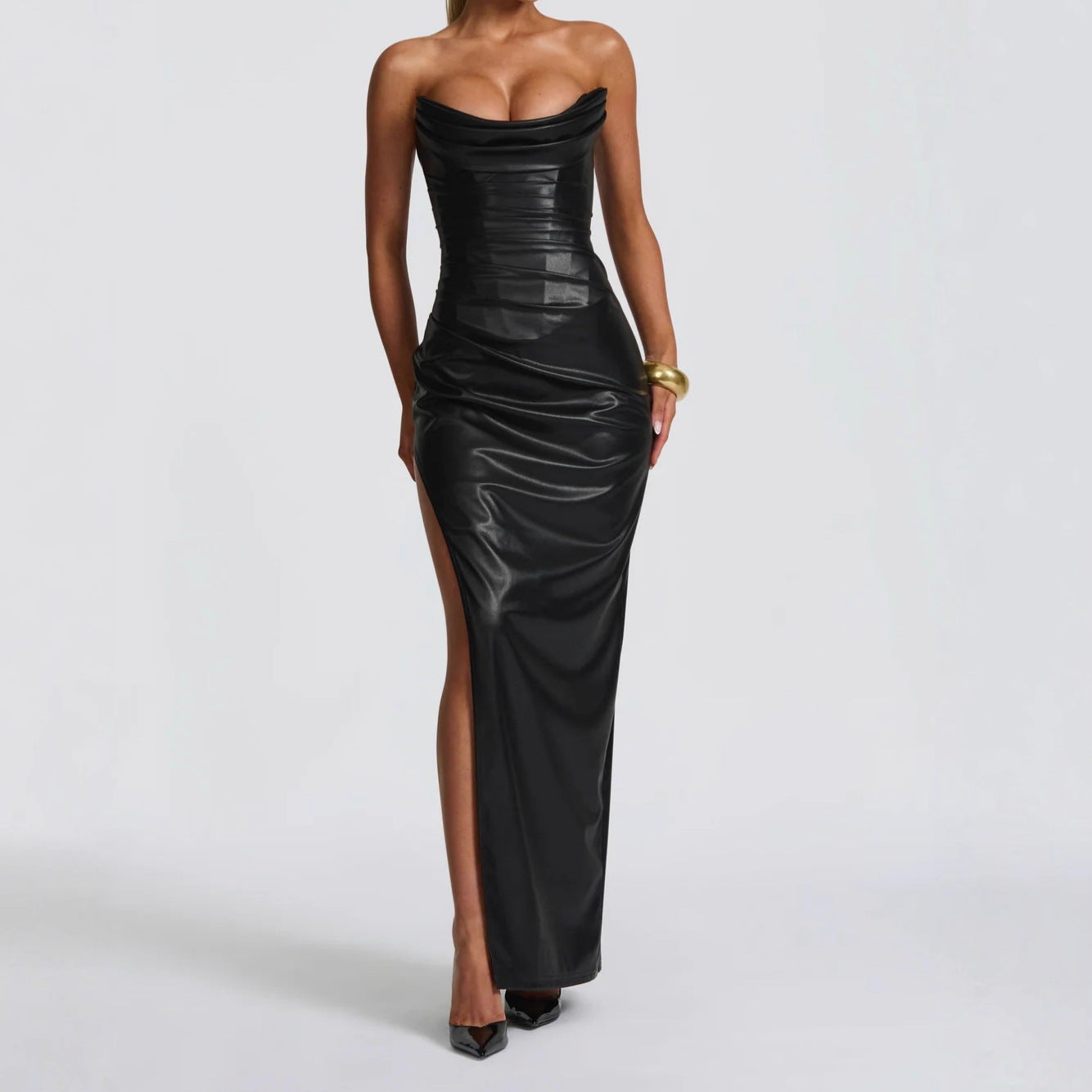 Women's Elegant Back Tube Side Split Dress Dresses
