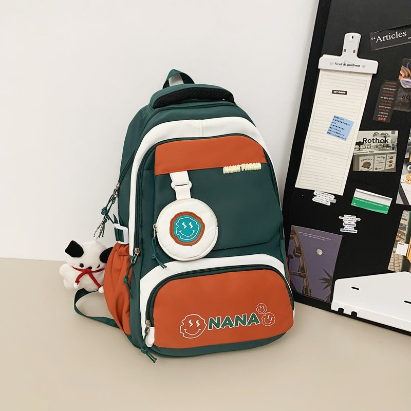 Women's Korean Patchwork Contrast Color Good-looking Large Backpacks
