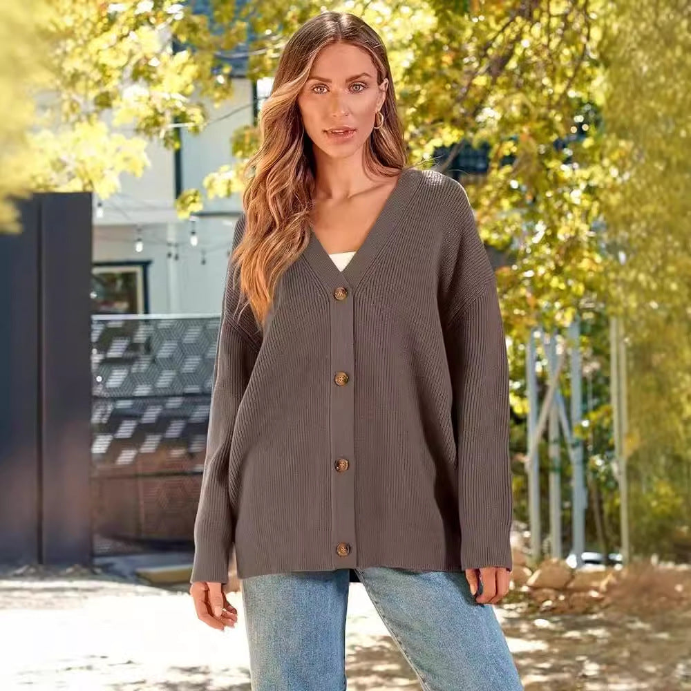 Women's Oversized Front Open Button Light Sweaters