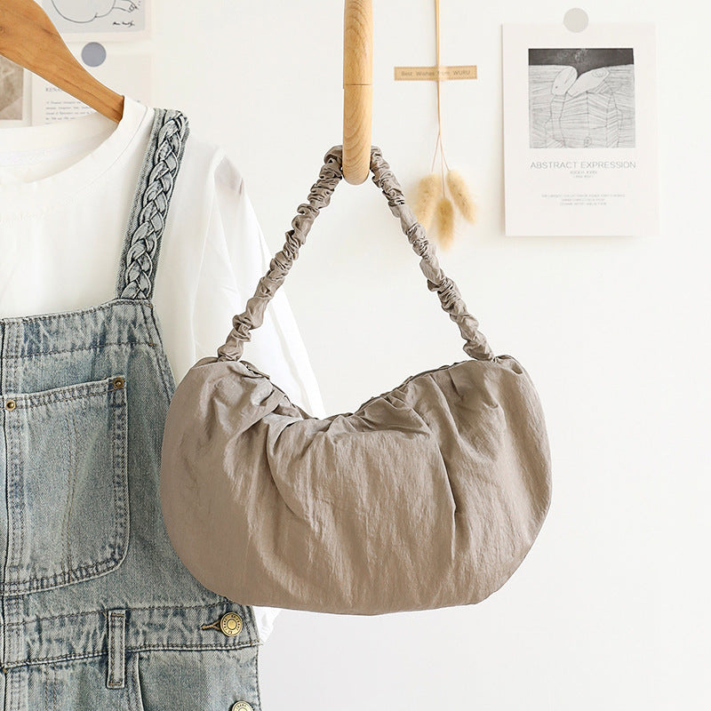 Women's Style Popular Leisure Pleated Cloud Textured Nylon Cloth Armpit Bags