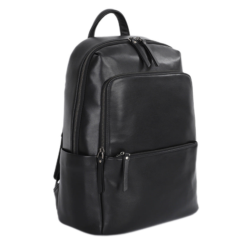 Men's Waterproof Commuter Computer First Layer Cattlehide Leather Fashion Backpacks