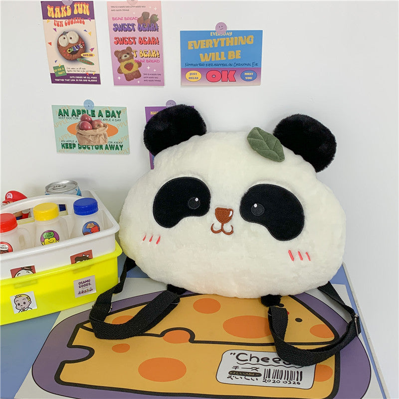 Women's Style Plush Cartoon Panda Autumn Lovely Soft Cute Backpacks