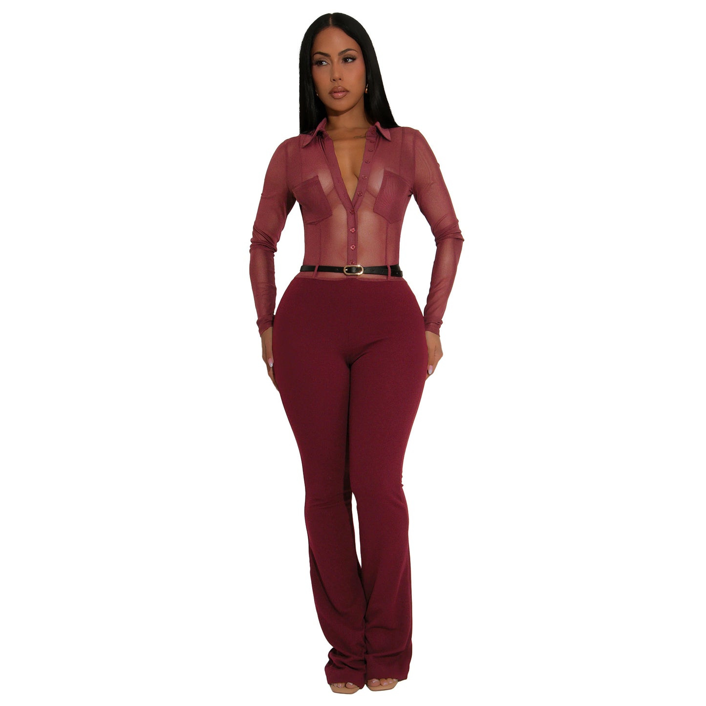 Women's Fashion Wear Sexy Long-sleeved Tight Nightclub Jumpsuits