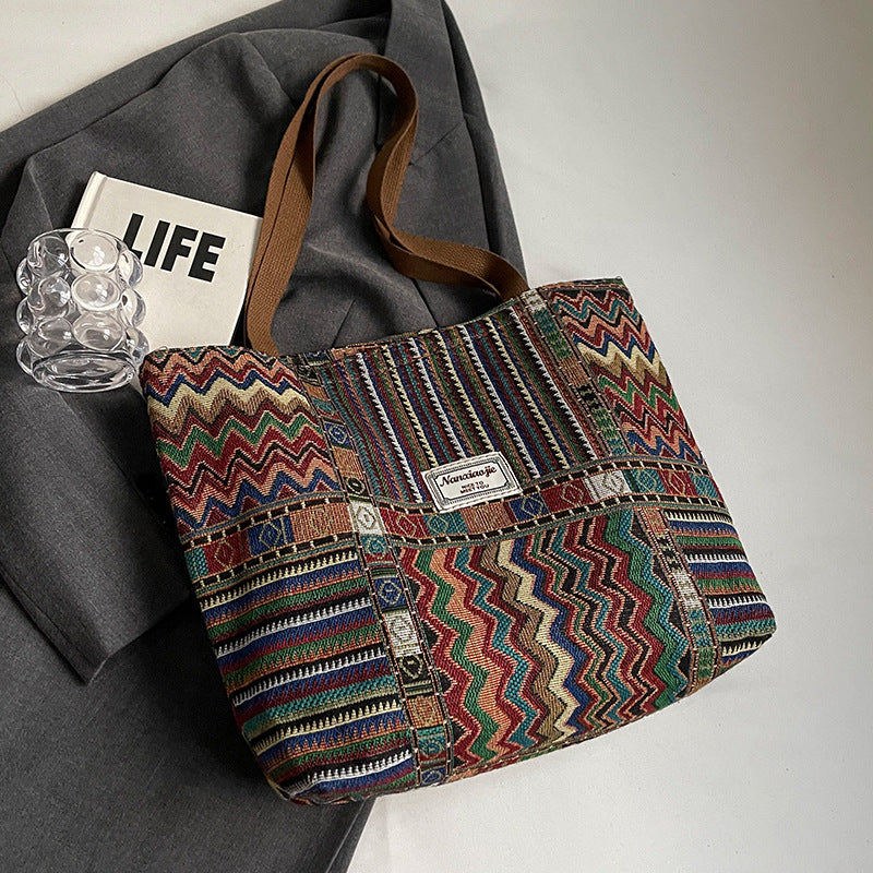 Women's Large Capacity Canvas Retro Easy Matching Shoulder Bags