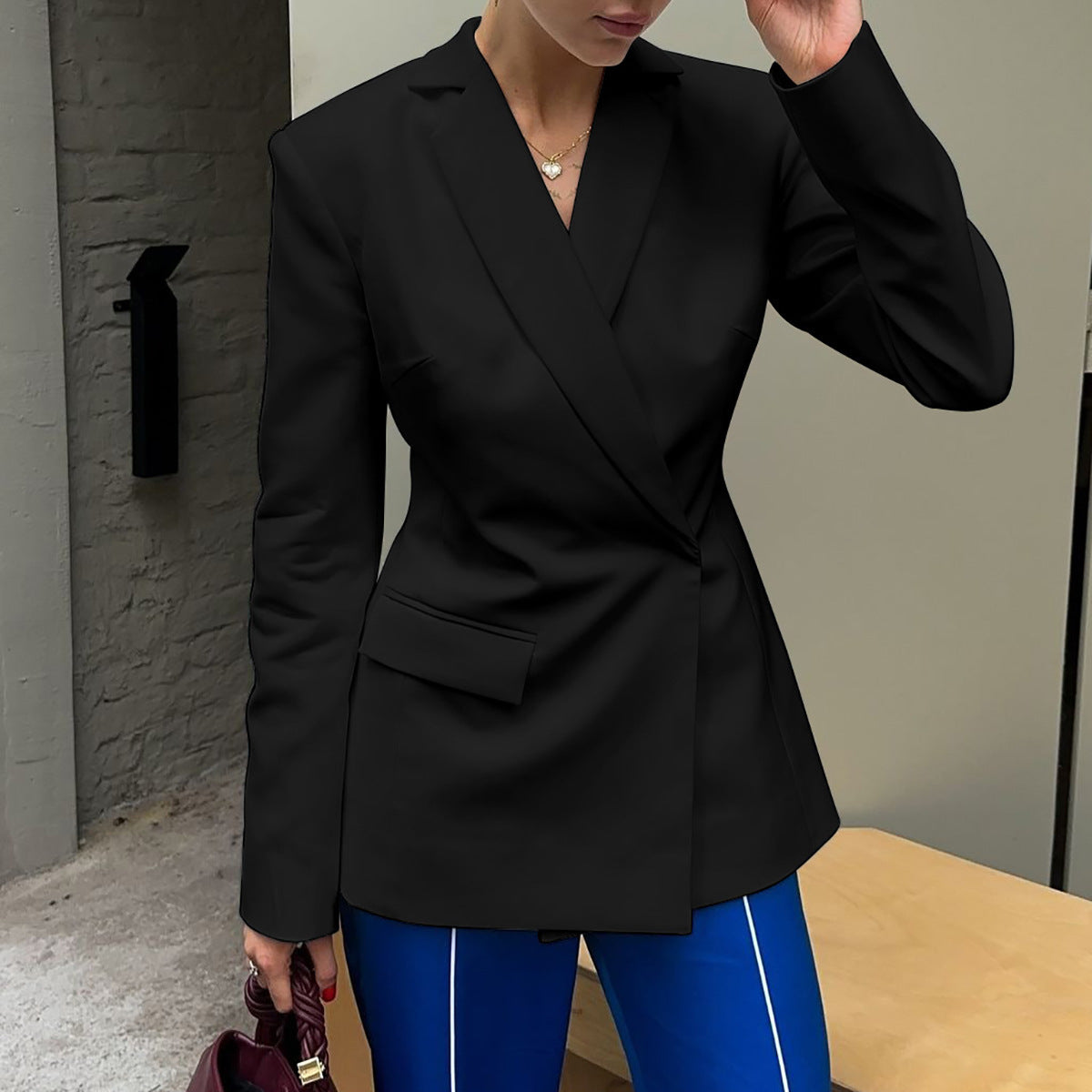 Women's Sexy Backless Slim Fit Temperament Long Blazers